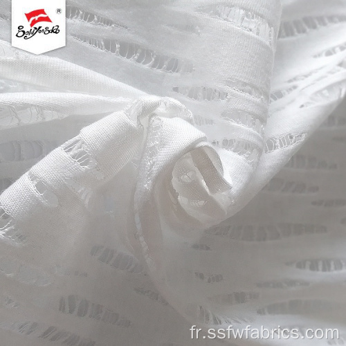 Tissu Jacquard 100% polyester blanc pour robe